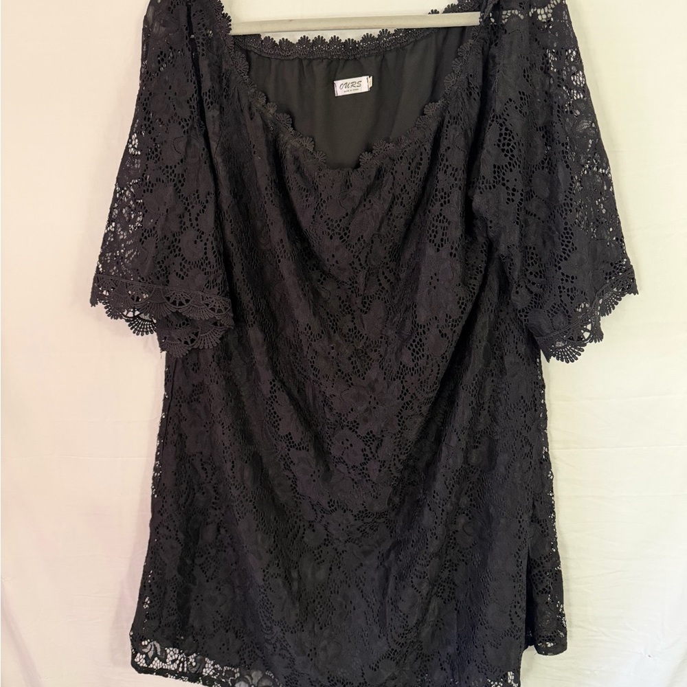 OURS black lace off the shoulder dress